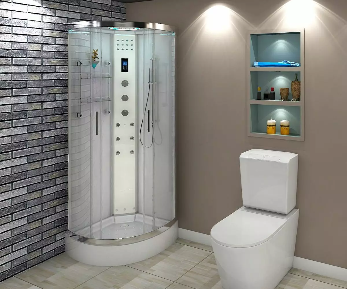 Thiết kế phòng tắm với vòi hoa sen (115 ảnh): Thiết kế một bồn tắm nhỏ với vòi hoa sen, phòng tắm thiết kế nội thất có máy giặt trong một ngôi nhà riêng 10181_48