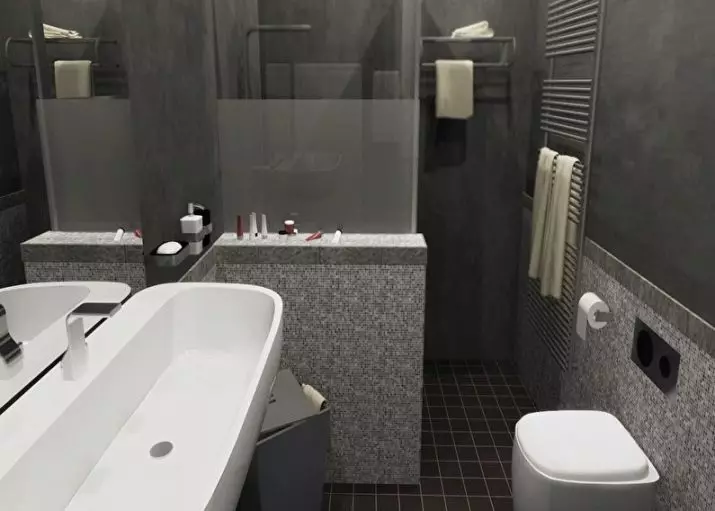 Thiết kế phòng tắm với vòi hoa sen (115 ảnh): Thiết kế một bồn tắm nhỏ với vòi hoa sen, phòng tắm thiết kế nội thất có máy giặt trong một ngôi nhà riêng 10181_5