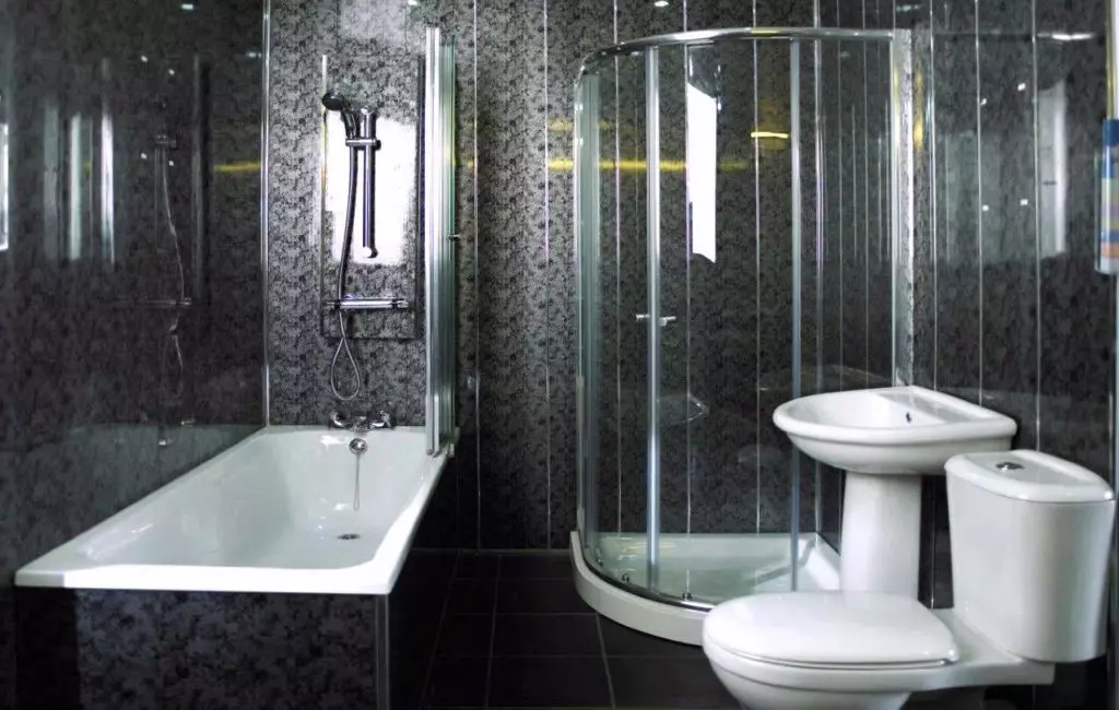 Thiết kế phòng tắm với vòi hoa sen (115 ảnh): Thiết kế một bồn tắm nhỏ với vòi hoa sen, phòng tắm thiết kế nội thất có máy giặt trong một ngôi nhà riêng 10181_54