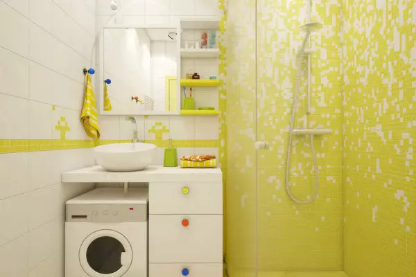 Thiết kế phòng tắm với vòi hoa sen (115 ảnh): Thiết kế một bồn tắm nhỏ với vòi hoa sen, phòng tắm thiết kế nội thất có máy giặt trong một ngôi nhà riêng 10181_62