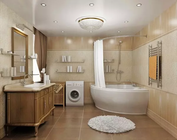 Thiết kế phòng tắm với vòi hoa sen (115 ảnh): Thiết kế một bồn tắm nhỏ với vòi hoa sen, phòng tắm thiết kế nội thất có máy giặt trong một ngôi nhà riêng 10181_71