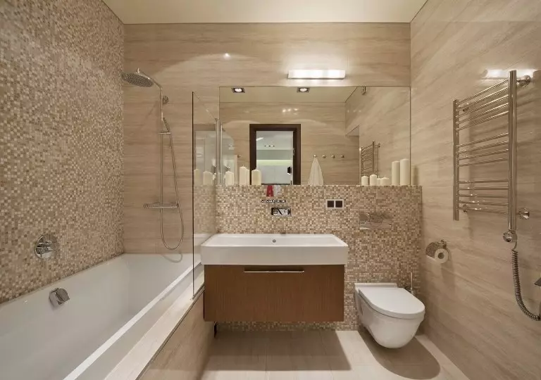 Thiết kế phòng tắm với vòi hoa sen (115 ảnh): Thiết kế một bồn tắm nhỏ với vòi hoa sen, phòng tắm thiết kế nội thất có máy giặt trong một ngôi nhà riêng 10181_90