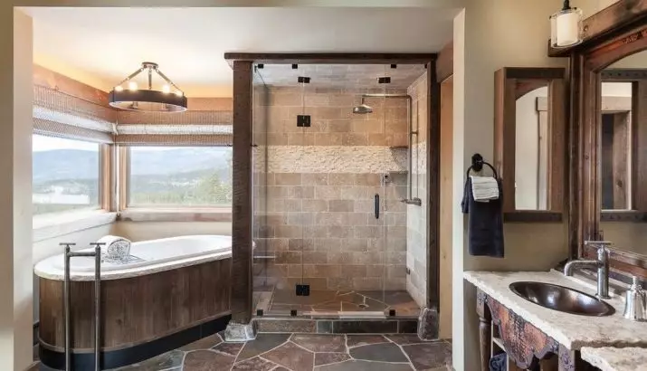 Thiết kế phòng tắm với vòi hoa sen (115 ảnh): Thiết kế một bồn tắm nhỏ với vòi hoa sen, phòng tắm thiết kế nội thất có máy giặt trong một ngôi nhà riêng 10181_92