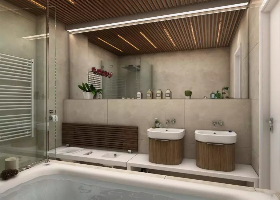 बड़े बाथरूम डिजाइन (75 फोटो): इंटीरियर में उदाहरण, परियोजना विकल्प 10183_17