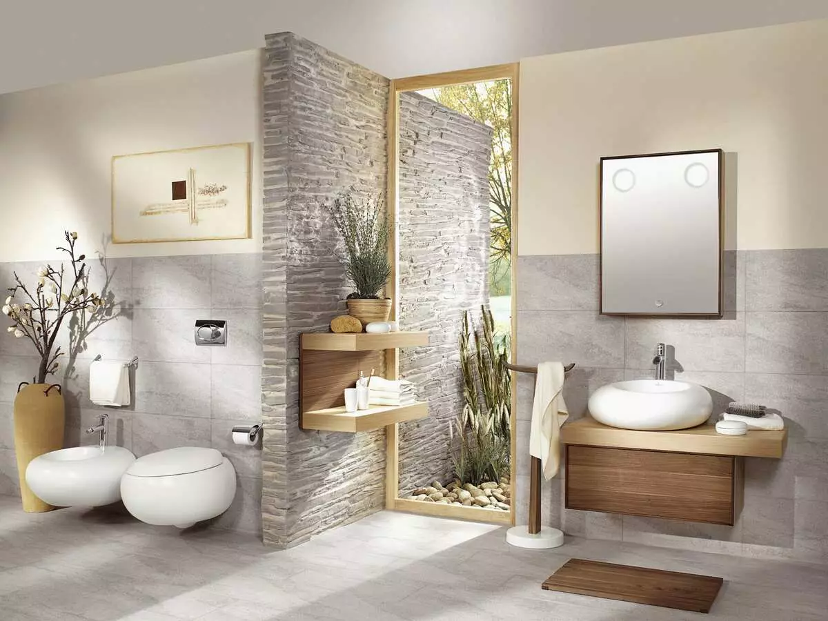 ठूलो बाथरूम डिजाइन (props 75 फोटोहरू): भित्री भागमा उदाहरणका विकल्पहरू 10183_50