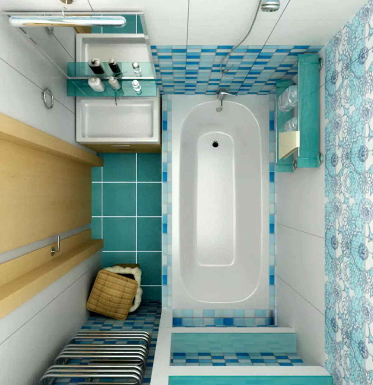 Ванная комната 3 кв.м голубой