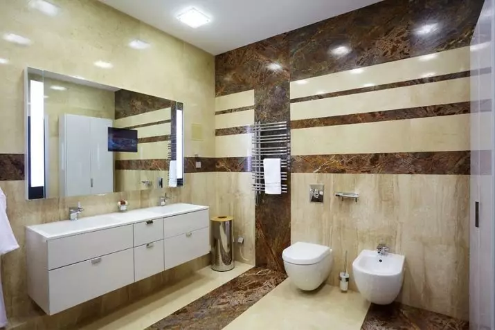 Kamar Mandi (98 foto): Mandi marmer ing desain ruangan, kombinasi marmer putih lan kayu ing kamar mandi, conto interior 10185_94