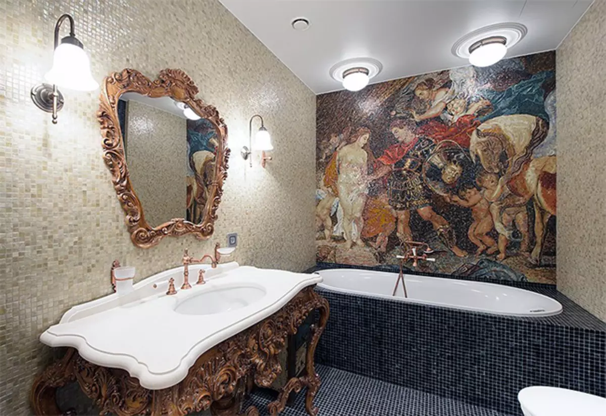 Картина в ванную комнату. Ванная комната в венецианском стиле. Мозаичное панно для ванной. Панно из мозаики в ванную комнату. Интерьер ванной с панно.