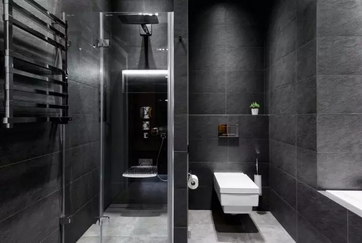 Szürke fürdőszoba (77 fotó): Szürke színű szoba kialakítása. Válasszon színt és stílusokat. A kék, rózsaszín, sárga és türkiz kombinációja. Példák a modern belső térre 10189_16
