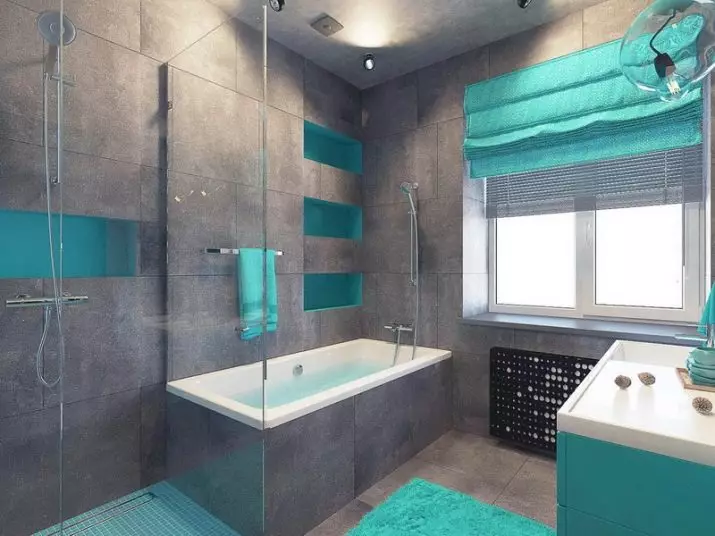 Szürke fürdőszoba (77 fotó): Szürke színű szoba kialakítása. Válasszon színt és stílusokat. A kék, rózsaszín, sárga és türkiz kombinációja. Példák a modern belső térre 10189_33