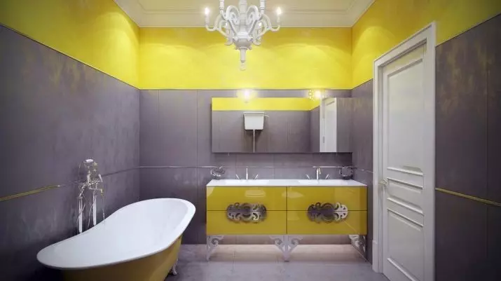 Γκρι μπάνιο (77 φωτογραφίες): Σχεδιασμός δωματίων σε γκρι χρώματα. Επιλέξτε χρώμα και στυλ. Ο συνδυασμός μπλε, ροζ, κίτρινο και τυρκουάζ. Παραδείγματα σύγχρονου εσωτερικού χώρου 10189_41