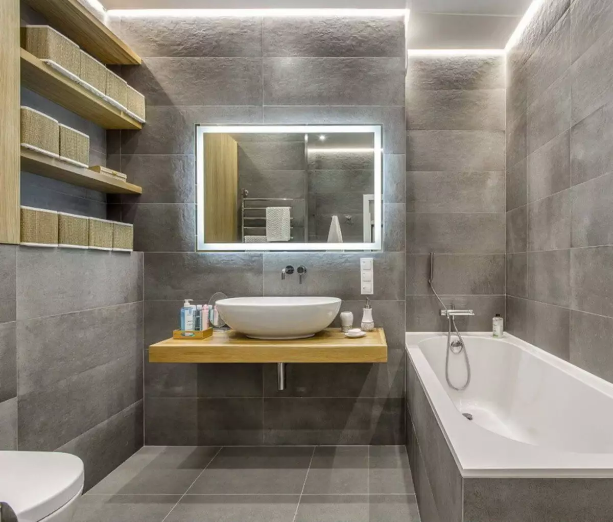 Сіра ванна (77 фото): дизайн кімнати в сірих тонах. Вибираємо колір і стиль. Поєднання блакитного, рожевого, жовтого і бірюзового. Приклади сучасного інтер'єру 10189_43