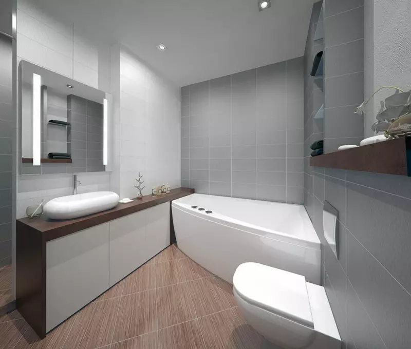 Szürke fürdőszoba (77 fotó): Szürke színű szoba kialakítása. Válasszon színt és stílusokat. A kék, rózsaszín, sárga és türkiz kombinációja. Példák a modern belső térre 10189_50