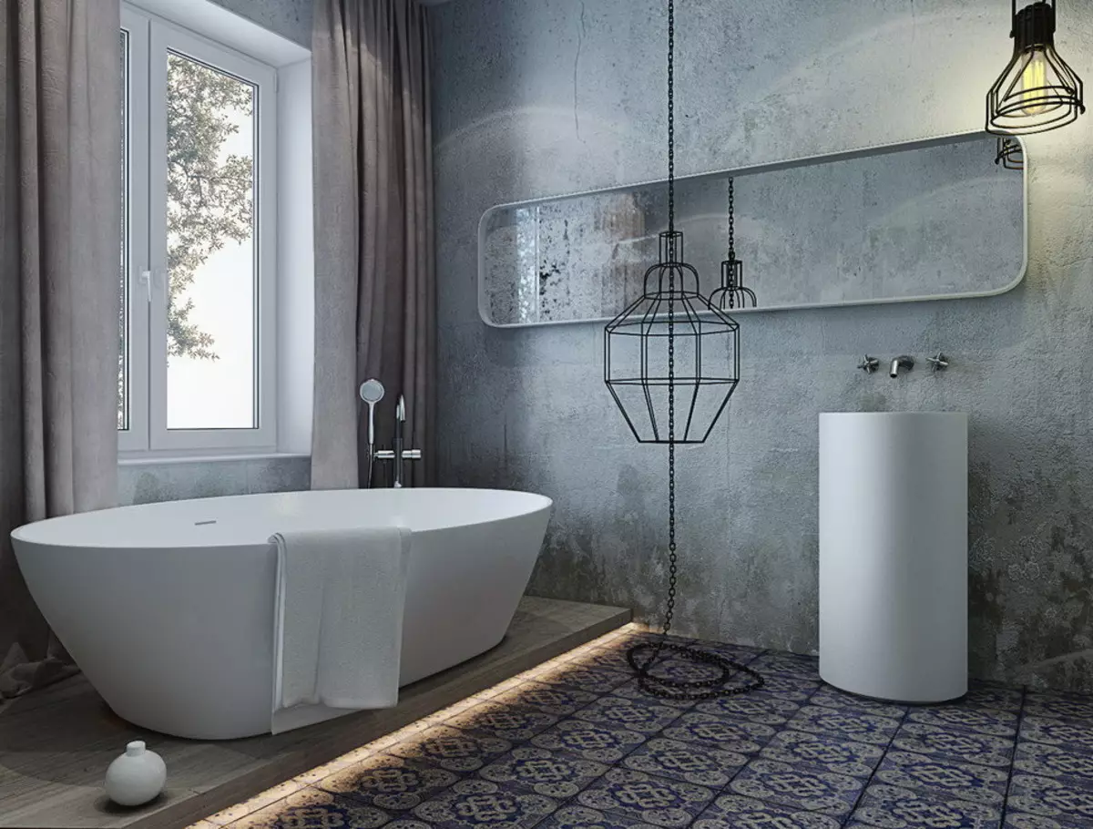 Szürke fürdőszoba (77 fotó): Szürke színű szoba kialakítása. Válasszon színt és stílusokat. A kék, rózsaszín, sárga és türkiz kombinációja. Példák a modern belső térre 10189_52