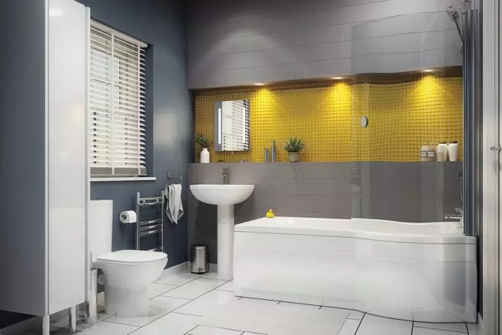 Γκρι μπάνιο (77 φωτογραφίες): Σχεδιασμός δωματίων σε γκρι χρώματα. Επιλέξτε χρώμα και στυλ. Ο συνδυασμός μπλε, ροζ, κίτρινο και τυρκουάζ. Παραδείγματα σύγχρονου εσωτερικού χώρου 10189_71