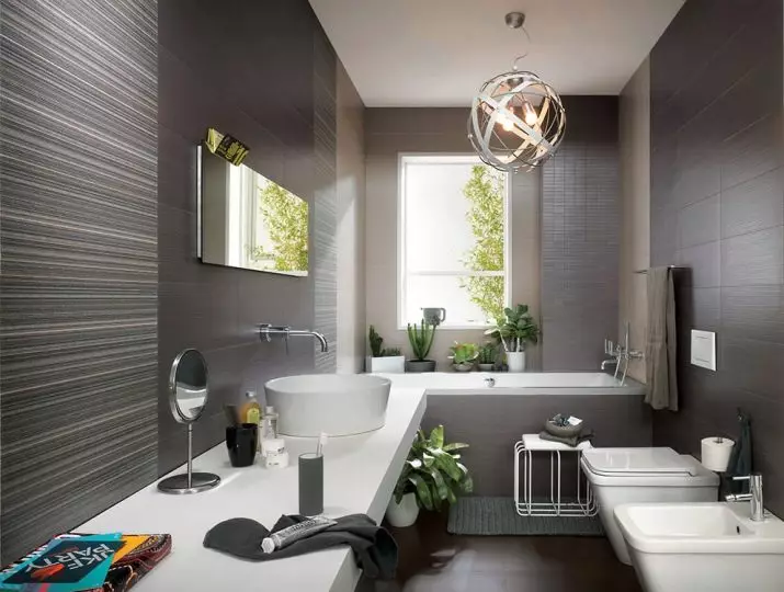 Szürke fürdőszoba (77 fotó): Szürke színű szoba kialakítása. Válasszon színt és stílusokat. A kék, rózsaszín, sárga és türkiz kombinációja. Példák a modern belső térre 10189_72