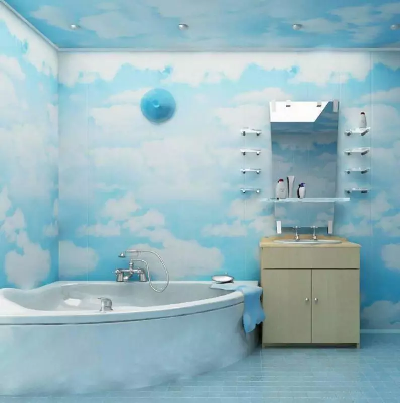 Обшивка на банята (106 снимки): Опции. Как да се разделят стените? Избор на довършителни материали: сайдинг, PVC, облицовка и други видове 10190_23