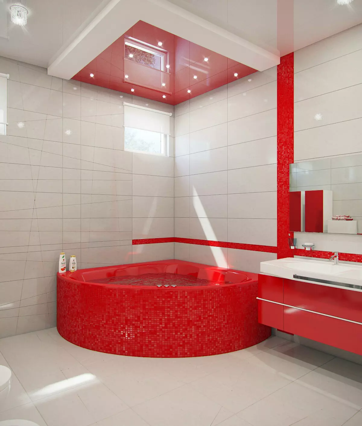 화이트 욕실 (84 사진) : 밝은 악센트가있는 흰색 톤의 룸 디자인. 현대적인 인테리어 디자인 아이디어 인서트가있는 작은 흰색 욕실 10191_29