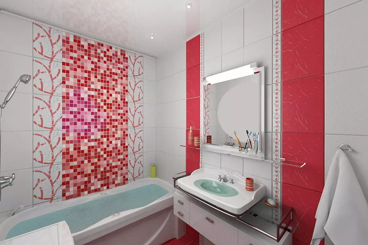Biela kúpeľňa (84 fotografií): dizajn izby v bielych tónoch s jasnými akcentmi. Moderné nápady na dizajn interiéru Málo biela kúpeľňa s vložkami 10191_30