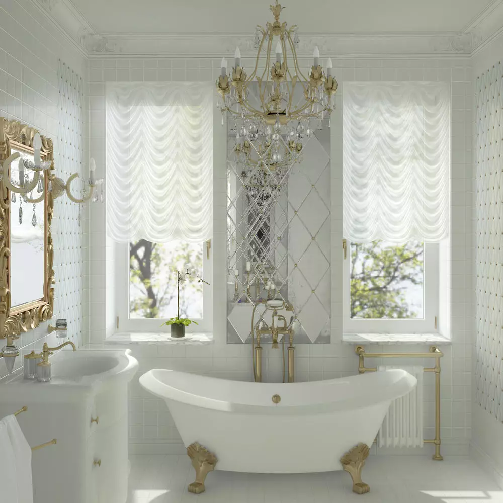Biela kúpeľňa (84 fotografií): dizajn izby v bielych tónoch s jasnými akcentmi. Moderné nápady na dizajn interiéru Málo biela kúpeľňa s vložkami 10191_38