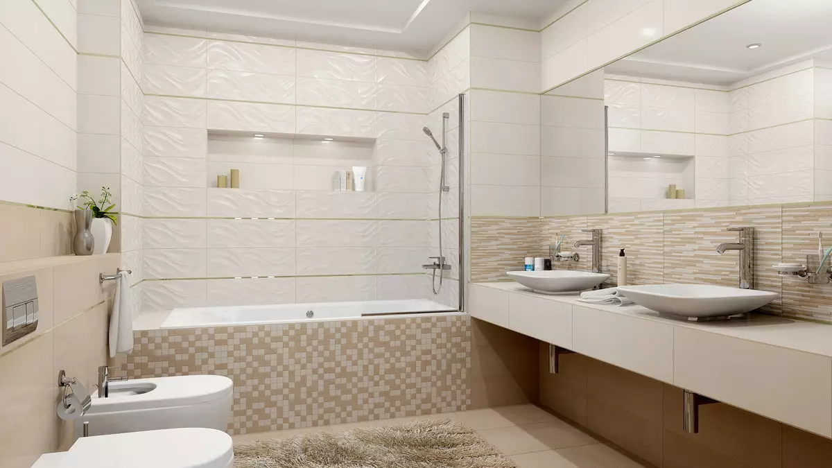 Fehér fürdőszoba (84 fotó): Szoba kialakítása fehér árnyalatokban, fényes ékezetekkel. Modern belsőépítészeti ötletek kis fehér fürdőszoba betétekkel 10191_74