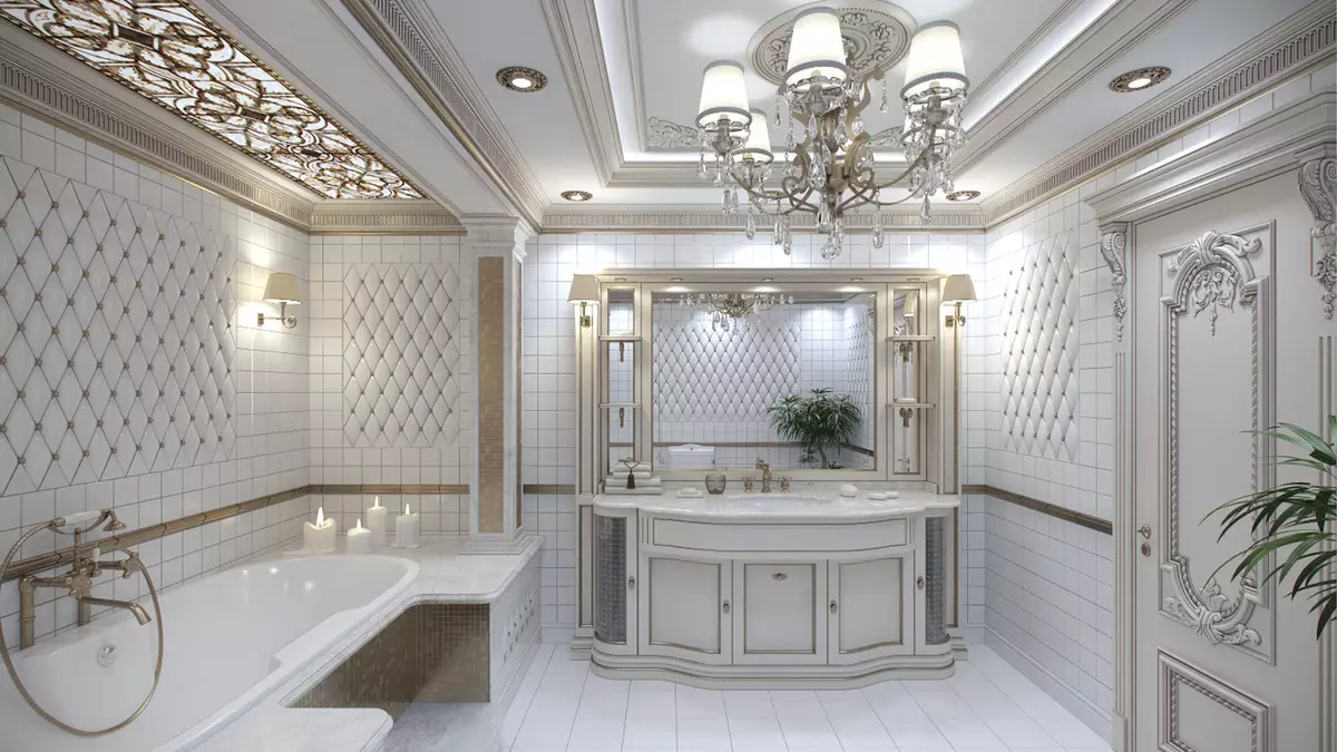 화이트 욕실 (84 사진) : 밝은 악센트가있는 흰색 톤의 룸 디자인. 현대적인 인테리어 디자인 아이디어 인서트가있는 작은 흰색 욕실 10191_80