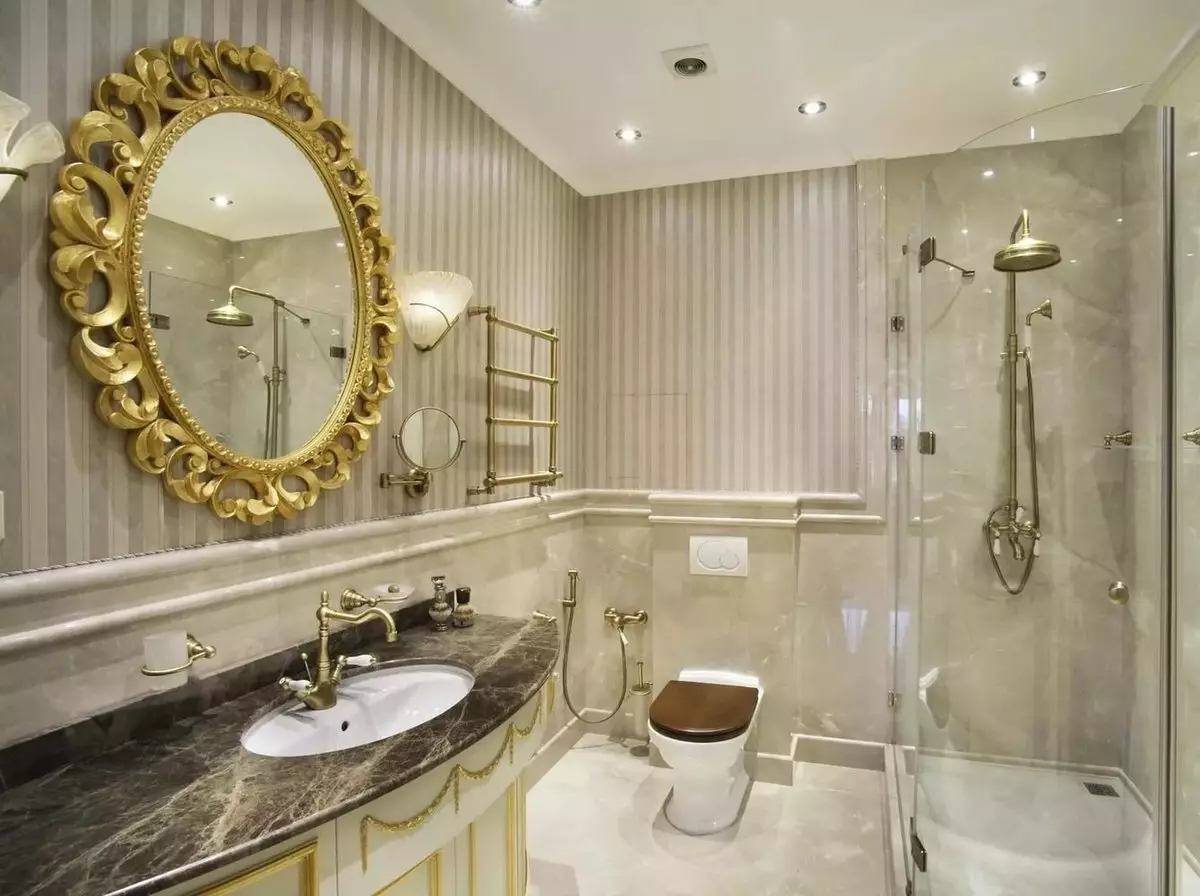 화이트 욕실 (84 사진) : 밝은 악센트가있는 흰색 톤의 룸 디자인. 현대적인 인테리어 디자인 아이디어 인서트가있는 작은 흰색 욕실 10191_82