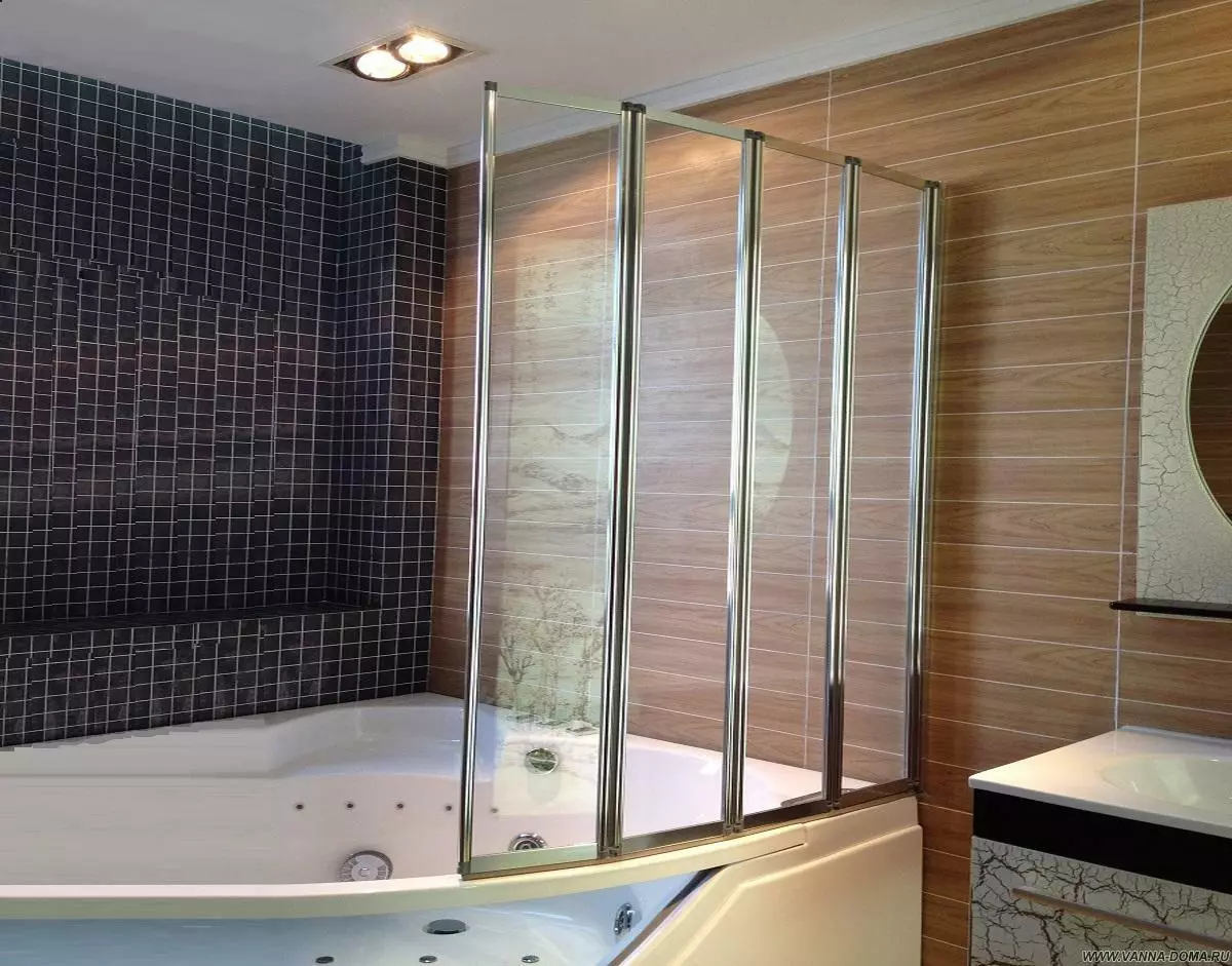 Perdele glisante pentru baie: ecran de plastic și duș retractabil, colț și alte modele 10192_18