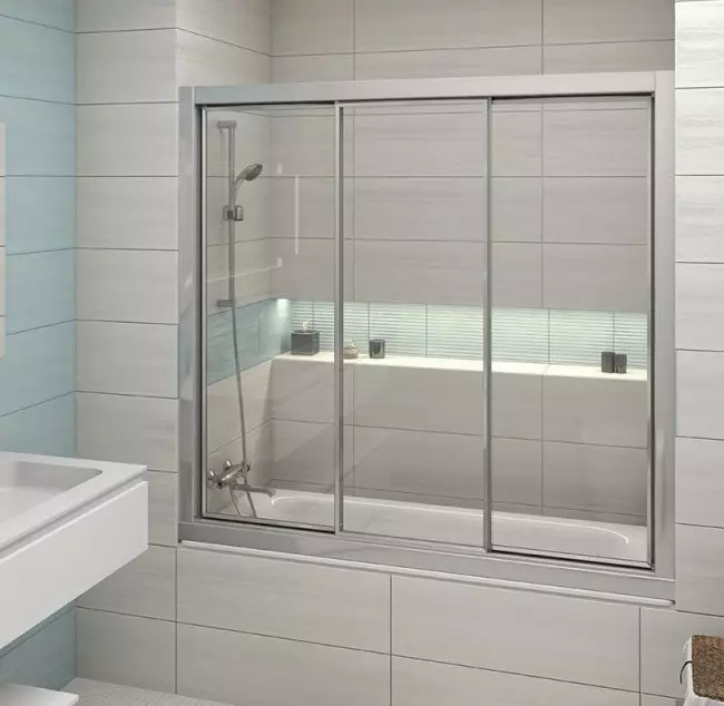 Sliding curtains for the bathroom: plastic screen and retractable shower, corner and other models 10192_20