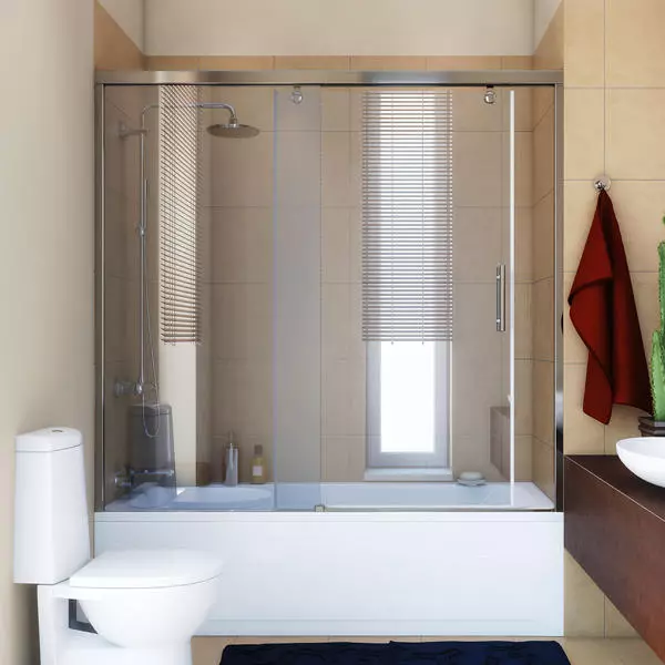Banyo için sürgülü perdeler: plastik ekran ve geri çekilebilir duş, köşe ve diğer modeller 10192_28