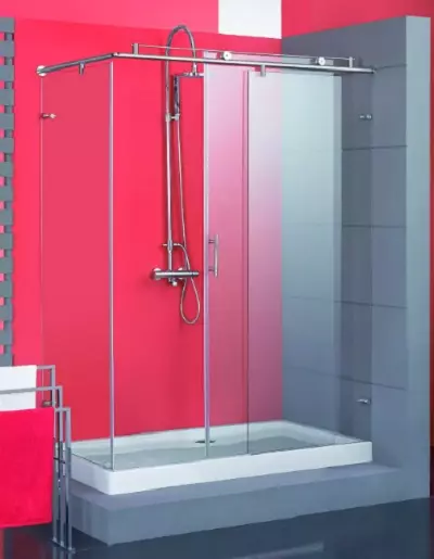 Sliding curtains for the bathroom: plastic screen and retractable shower, corner and other models 10192_39
