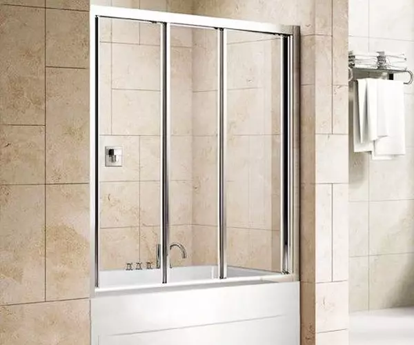 Sliding curtains for the bathroom: plastic screen and retractable shower, corner and other models 10192_40
