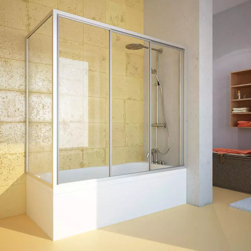 Sliding curtains for the bathroom: plastic screen and retractable shower, corner and other models 10192_41