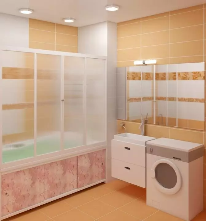 Perdele glisante pentru baie: ecran de plastic și duș retractabil, colț și alte modele 10192_49