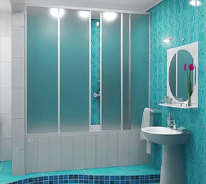 Sliding curtains for the bathroom: plastic screen and retractable shower, corner and other models 10192_51