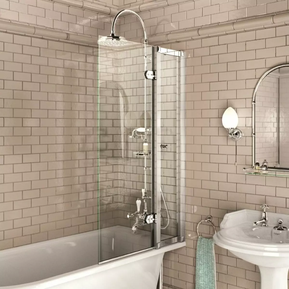 Sliding curtains for the bathroom: plastic screen and retractable shower, corner and other models 10192_55