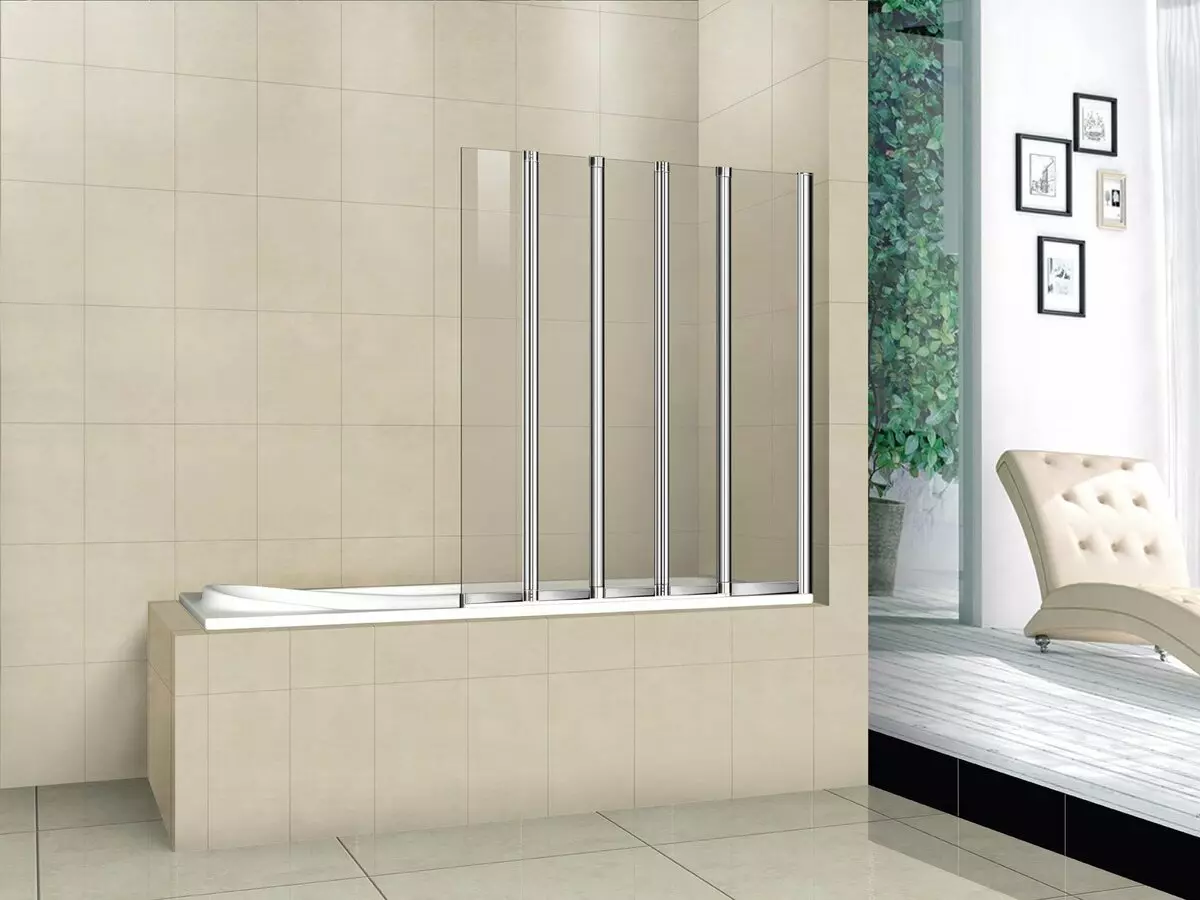 Sliding curtains for the bathroom: plastic screen and retractable shower, corner and other models 10192_6