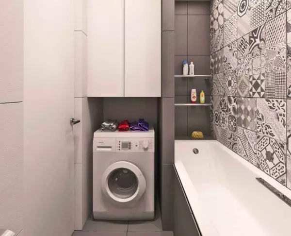 Badeværelse design med vaskemaskine med et areal på 4 km. M (46 Billeder): Badeværelsesprojekt med toilet og vaskemaskine, vellykket planlægning 10199_10