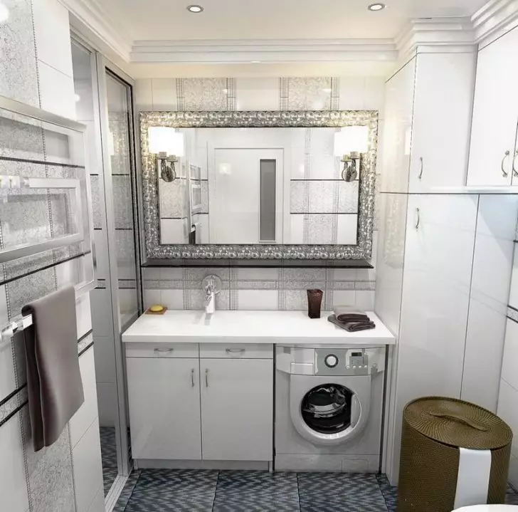 Vonios kambario dizainas su skalbimo mašina su 4 km plotu. M (46 nuotraukos): vonios projektas su tualetu ir skalbimo mašina, sėkmingas planavimas 10199_13