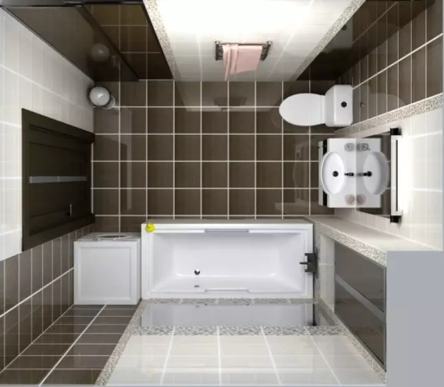 4 किलोमीटर क्षेत्रासह वॉशिंग मशीनसह स्नानगृह डिझाइन. एम (46 फोटो): शौचालय आणि वॉशिंग मशीनसह स्नानगृह प्रकल्प, यशस्वी नियोजन 10199_18