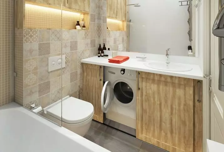 Badkamerontwerp met een wasmachine met een oppervlakte van 4 km. M (46 foto's): badkamerproject met toilet en wasmachine, succesvolle planning 10199_2