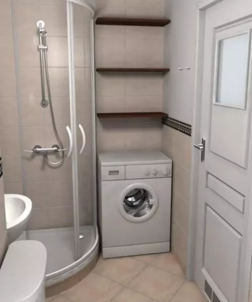 Design kopalnice s pralnim strojem s površino 4 km. M (46 fotografij): Projekt kopalnice s straniščem in pralnim strojem, uspešno načrtovanje 10199_21