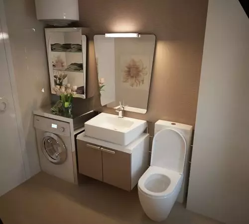 Baderomsdesign med vaskemaskin med et areal på 4 km. M (46 bilder): Baderomsprosjekt med toalett og vaskemaskin, vellykket planlegging 10199_35