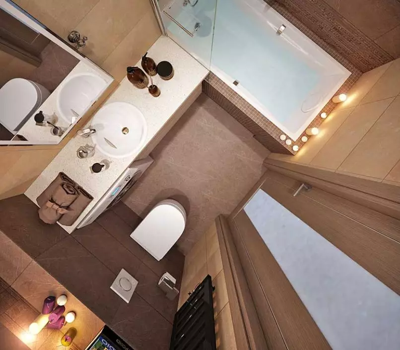 Design de baie cu o mașină de spălat cu o suprafață de 4 km. M (46 fotografii): proiect de baie cu toaletă și mașină de spălat, planificare reușită 10199_37
