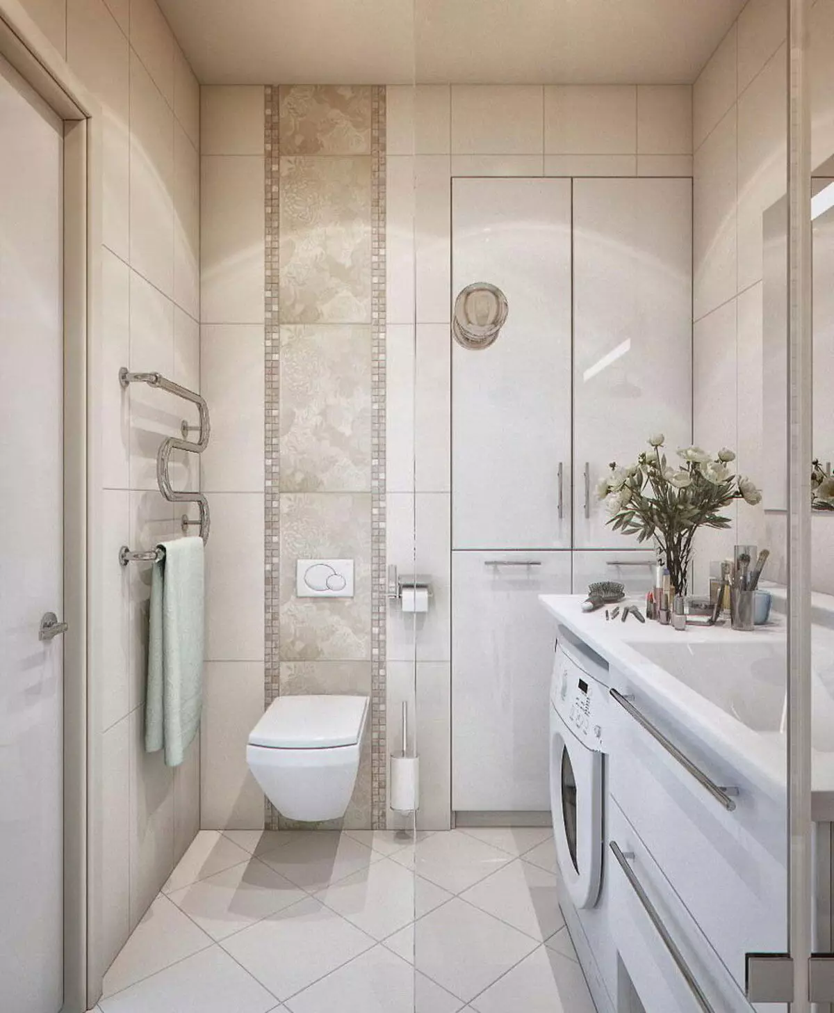 Kúpeľňa dizajn s práčkou s rozlohou 4 km. M (46 fotografií): Kúpeľňa projekt s WC a práčkou, úspešné plánovanie 10199_40