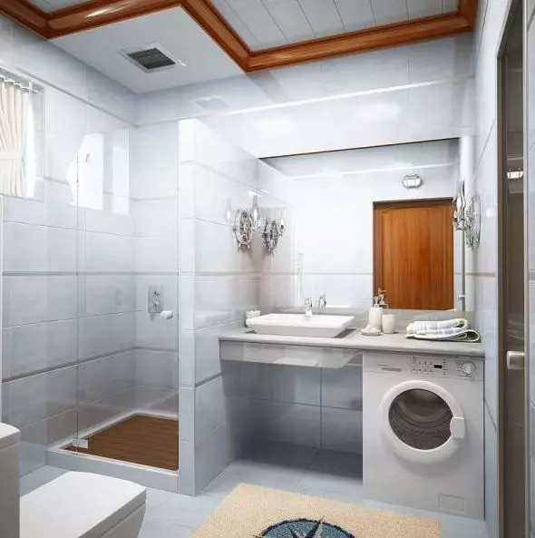 Design kopalnice s pralnim strojem s površino 4 km. M (46 fotografij): Projekt kopalnice s straniščem in pralnim strojem, uspešno načrtovanje 10199_44