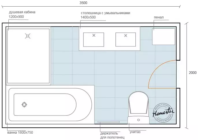 Design fürdőszoba 7 négyzetméter. METER (58 FOTÓK): Szoba belseje ablakkal és anélkül, példák a sikeres tervezésre 10200_35