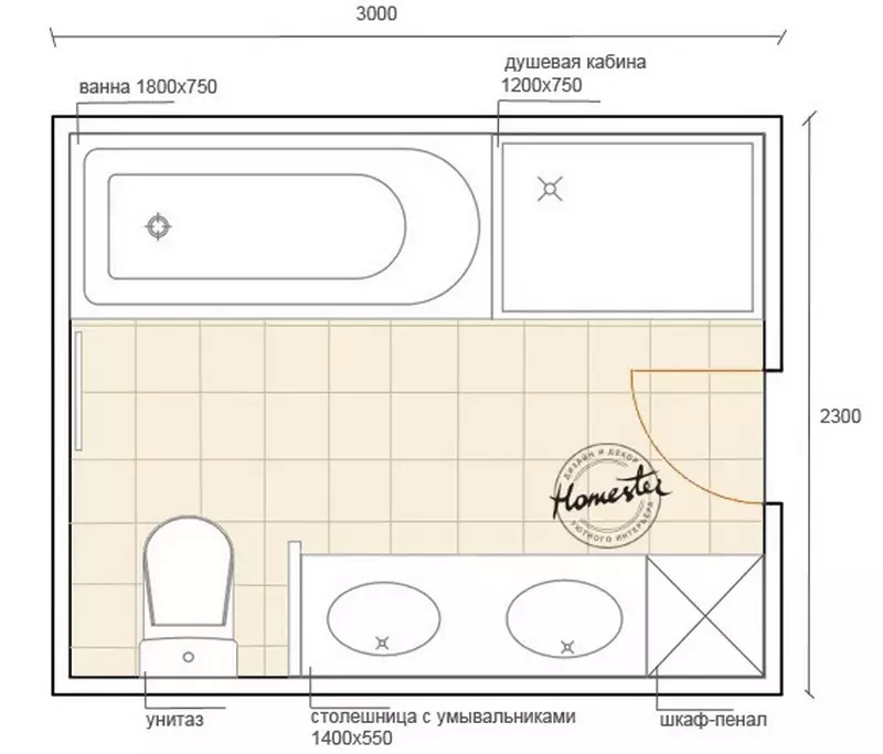 Design fürdőszoba 7 négyzetméter. METER (58 FOTÓK): Szoba belseje ablakkal és anélkül, példák a sikeres tervezésre 10200_37