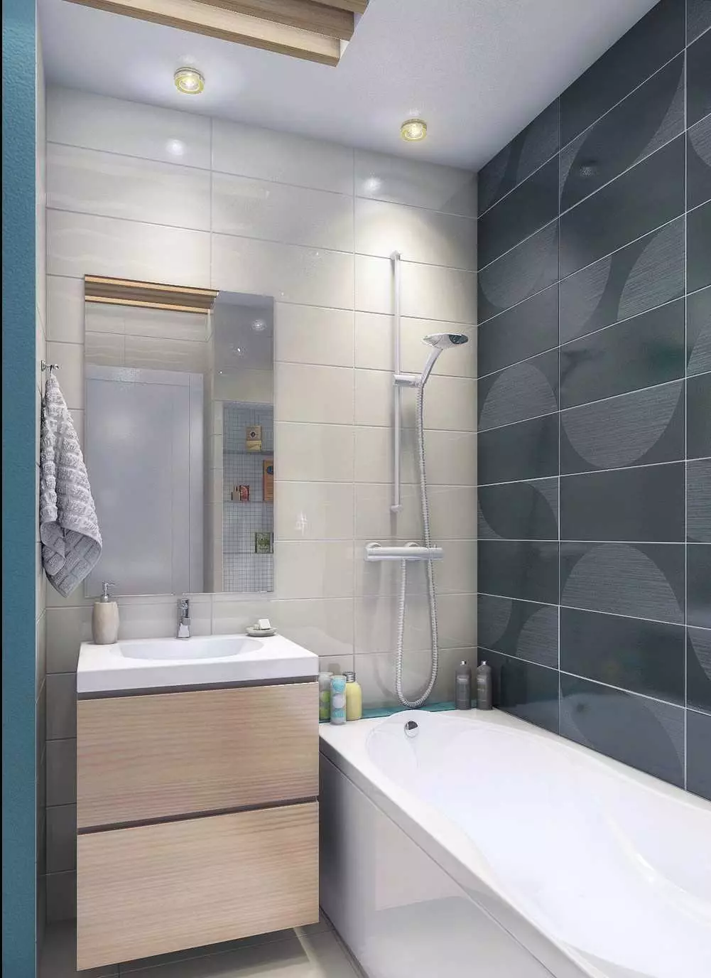 Baderomsdesign 2 kvadratmeter. M (72 bilder): Baderomsprosjekter uten toalettskål. Interiøralternativer. Etterbehandling materialer 10201_49