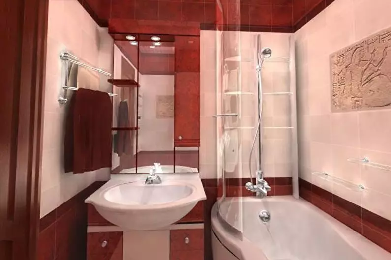 Badeværelse design 2 kvadratmeter. M (72 billeder): Badeværelsesprojekter uden toiletskål. Interiørmuligheder. Efterbehandling materialer 10201_57